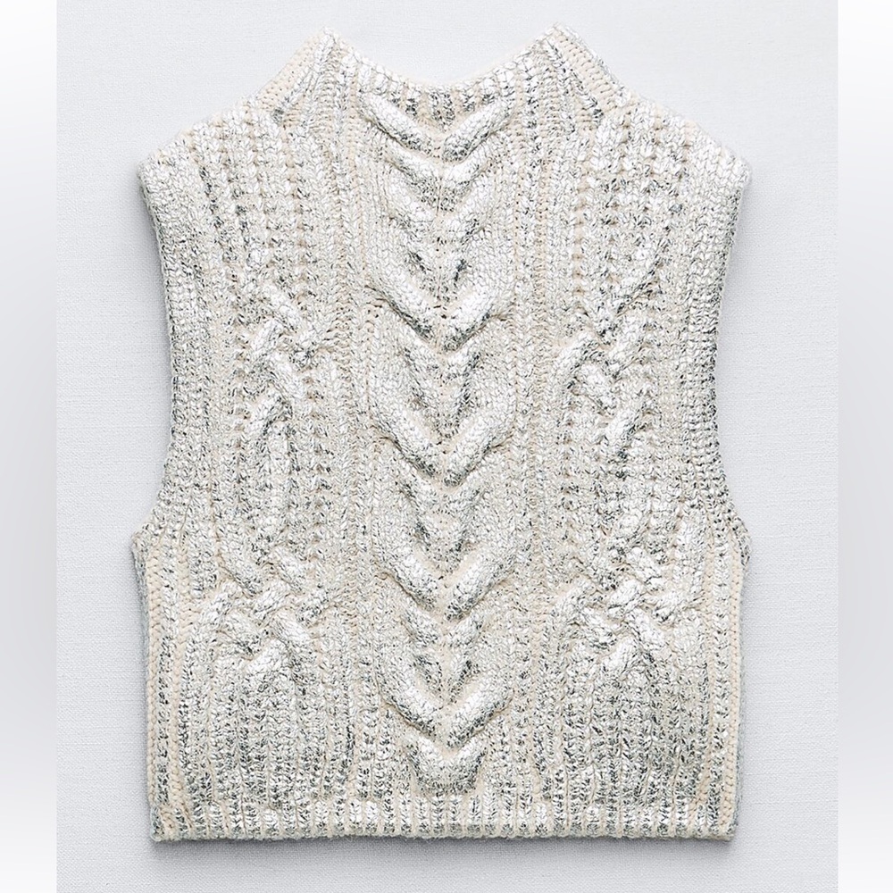 Zara metallic cable knit vest Small